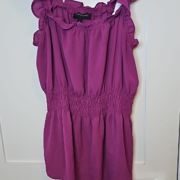 Lane Bryant Magenta Ruffled Blouse - Picture 5 of 7